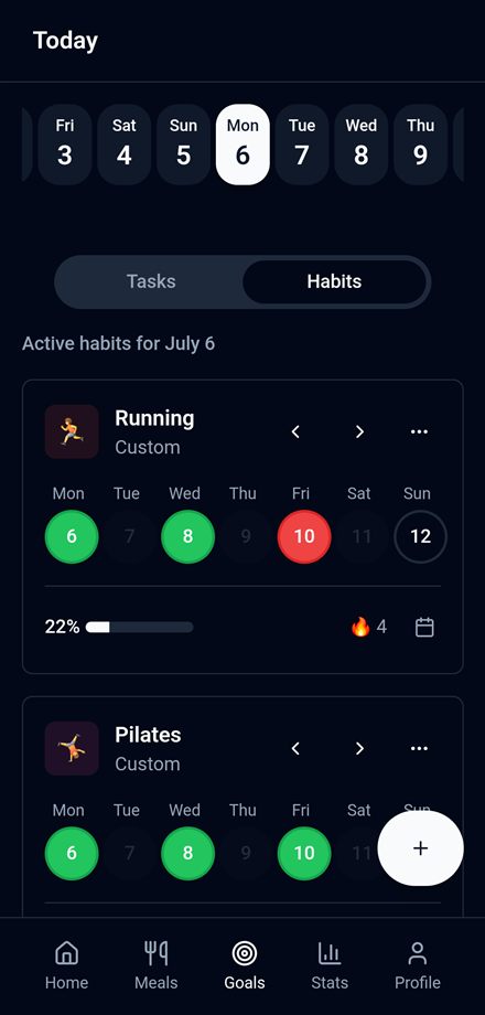 Hábitos con calendario semanal